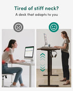 CubiCubi Height Adjustable Electric Standing Desk, 63 x 28 Inches Sit Stand up Desk, Large Memory Computer Home Office Desk with Two-Piece Desktop (Black Walnut)