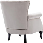 Mid Century Modern Accent Chair Upholstered Armchair Comfy Linen Fabric Single Sofa with Tufted Wingback for Small Spaces Bedroom Living Room, Beige