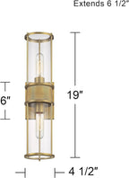 Possini Euro Design Miranda Modern Wall Light Sconce Warm Brass Gold Hardwired 4 1/2" 2-Light Fixture Clear Glass Shades for Bedroom Bathroom Vanity Reading Living Room Hallway House Home Decor