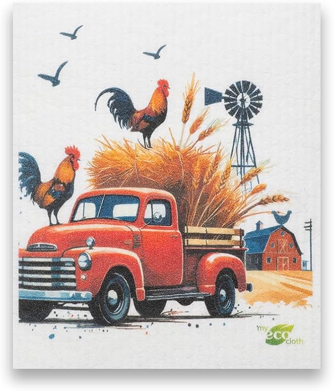 SWEDEdishcloths - Cellulose Sponge Dish Towels - Mixed Set of 6 (One of Each Design) Chickens Swedish Dish Cloths