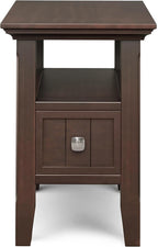 SIMPLIHOME Acadian 19-inch Wide Solid Wood End Table with Drawer and Open Shelf in Brunette Brown for Living Room, Bedroom, or Entryway