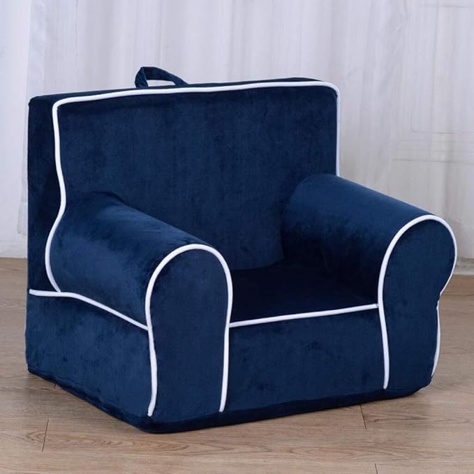 DIBSIES Personalized Creative Wonders Toddler Chair - Ages 1.5 to 4 Years Old (Unpersonalized Blue with White Piping)