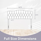 Upholstered Full Headboard, Button Diamond Tufted Headboard with Adjustable Height and Solid Wood Leg, Velvet Padded Headboards for Full Size Bed, Modern Head Board, Dark Grey