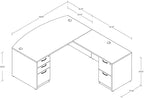 GINO Collection, 67" W L Shape Executive Office Desk with Two File Cabint - Right Return