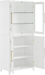 Crosley Furniture Roarke Glass Door China Hutch Kitchen Pantry Storage Cabinet with Doors and Shelves, White