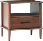 Walker Edison Modern 1-Drawer Nightstand, 20 Inch, Walnut 20-Inch