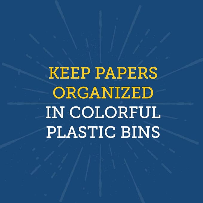 Really Good Stuff Plastic Desktop Paper Storage Baskets for Classroom or Home Use – 14”x10” Plastic Mesh Baskets Keep Papers Crease-Free and Secure – Yellow Baskets With White Handles (Set of 12)