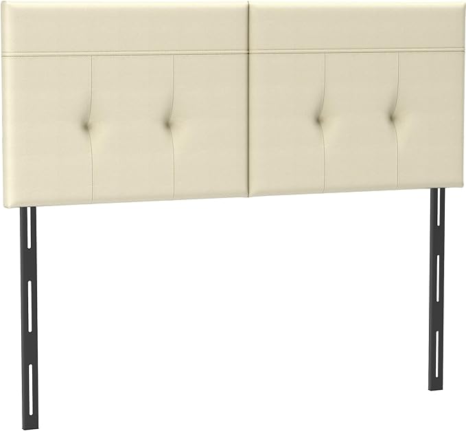 Upholstered King Size Headboard, Headboard King with Sturdy Metal Legs, Tufted Upholstery Design Bed Headboards with Adjustable Width & Height (Beige)