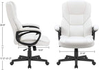 Furmax Home Desk Chair Office Executive Chair High Back Adjustable Managerial,Swivel Computer PU Leather Chair with Lumbar Support (White)