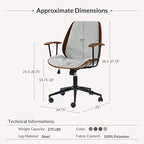 Modern Office Chair with Bentwood Polyester Upholstery Ergonomic Swivel Desk Chair with Adjustable Height for Home Office or Study Gray