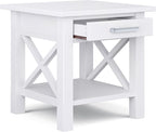 SIMPLIHOME Kitchener SOLID WOOD 21 inch Wide Square Contemporary End Table in White for the Living Room and Bedroom