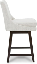 CHITA Counter Height Swivel Bar Stools Set of 3, FSC Certified Upholstered Fabric Barstool Chairs with Back, 26.8" H Seat Height, Fabric in Ivory