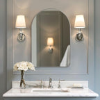 ANDY STAR Chrome Bathroom Mirror, 20" x 30" Arch Mirror in Stainless Steel Metal Frame, Chrome Arched Bathroom Mirror for Wall, Arch Top Rounded Corner 1" Deep Set Design Wall Mount Hangs Vertical