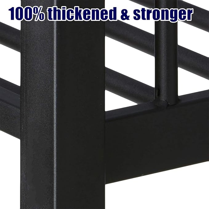 Stronger & Higher Quality Heavy Duty Steel Bunk Bed Full XL Over Queen Size Bunkbed, Thickened Safer More Stable Metal Queen Bunk Bed Frame (Faster Assembly) (Full XL Over Queen)