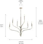 KICHLER Livadia 6-Light Chandelier, Soft Modern-Light in Polished Nickel, for Foyer, Great Room, or Vaulted Dining or Bedroom (33" x 36.25"), 52673PN