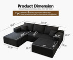 107.5" Cloud Sectional Couch with 1 Ottoman,Modern Modular Sofa with Deep Seat, Comfort U Shaped Sofa Couches for Living Room Bedroom Apartments,No Assembly Required, (Black,Left Facing Chaise)