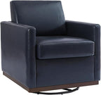 UIXE PU Leather Swivel Accent Chairs Set of 2, Upholstered Armchair Comfy Club Chair for Living Room, Mid Century Modern Arm Chair Single Sofa Nook Bedroom Side Reading Seat - Navy Blue