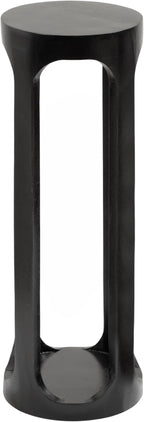 Kate and Laurel Dahl Modern Wooden Round Drink Table; 8 x 23; Black; Transitional Circle Wood Accent Pedestal Table for Living Room Plant Stand or Small Bedroom Nightstand