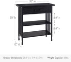 Leick Home Ironcraft Bookshelf, Solid Wood, 1 Drawer, 2 Shelves, Blackened Hardware, Slatted Sides, Easy Assembly, Black Wash, 12 in W x 30 in L x 30 in H, Item 11261-BK