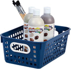 Really Good Stuff Medium Plastic Book Baskets, 11" by 7?" by 4?" - 6 Pack, Navy | Versatile Storage Solution for Classroom, Home and Office l Toy Storage, Multi-Purpose Organizer Basket