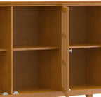 SIMPLIHOME Acadian SOLID WOOD 62 inch Wide Transitional Wide Storage Cabinet in Light Golden Brown for the Living Room, Entryway and Family Room