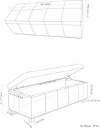 SIMPLIHOME Kingsley 48 inch Wide Transitional Rectangle Large Storage Ottoman in Midnight Black Vegan Faux Leather, Assembled, For the Living Room, Entryway and Family Room