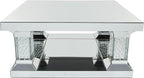 Deco 79 Wood Mirrored Coffee Table with Crystal Embellishments, 39" x 39" x 18", Silver
