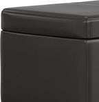 SIMPLIHOME Avalon 44 inch Wide Contemporary Rectangle Lift Top Rectangular Storage Ottoman in Tanners Brown Vegan Faux Leather, Assembled, for the Living Room, Entryway and Family Room.