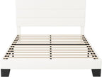 Allewie Full Size Platform Bed Frame with Velvet Upholstered Headboard and Wooden Slats Support, Fully Upholstered Mattress Foundation/No Box Spring Needed/Easy Assembly, White