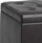 SIMPLIHOME Hamilton 44 inch Wide Traditional Rectangle Lift Top Rectangular Storage Ottoman in Tanners Brown Vegan Faux Leather, Assembled, For the Living Room, Entryway and Family Room