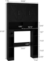 Over The Toilet Storage Cabinet, Farmhouse Toilet Cabinet Rack with 3 Barn Doors, Space Saving Bathroom Organizer with Shelves, Toilet Paper Holder and Towel Rack for Bathroom,Restroom,Pure Black