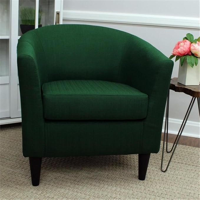 Pemberly Row 17.5" Traditional Fabric Club Chair in Emerald Green
