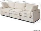 WJShome Modern Sectional Couches for Living Room,100 Inch 3-Seater Chenille Deep Seat Modular Sofa, Cloud Couch for Bedroom and Apartment，Beige