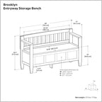 SIMPLIHOME Brooklyn Entryway Storage Bench - 48 inch Wide Solid Wood Storage Seat in Farmhouse Grey, Contemporary Bench for Entryway or Living Room with Lift-Up Lid and Slatted Backrest
