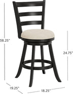 Hillsdale Laymon Wood Kitchen Counter Height Swivel Stool, Black