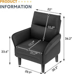HAOBO Home Modern Black Accent Chair Upholstered PU Leahter Armchair for Bedroom Living Room Chairs Office Chair