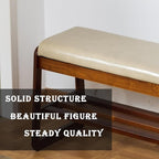 latifolia Solid Wood Bench, Entryway Shoe Bench with Cushion, 2 Tier Shoe Storage Organizer for Hallway, Living Room(Grey,39.70''L)