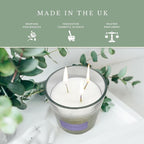 Pecksniffs Lavender & White Tea Scented Candle | Elegant Glass Vessel with Metal Lid Candles for Home Scented | 3 Wick Candles, 550g/19.4oz