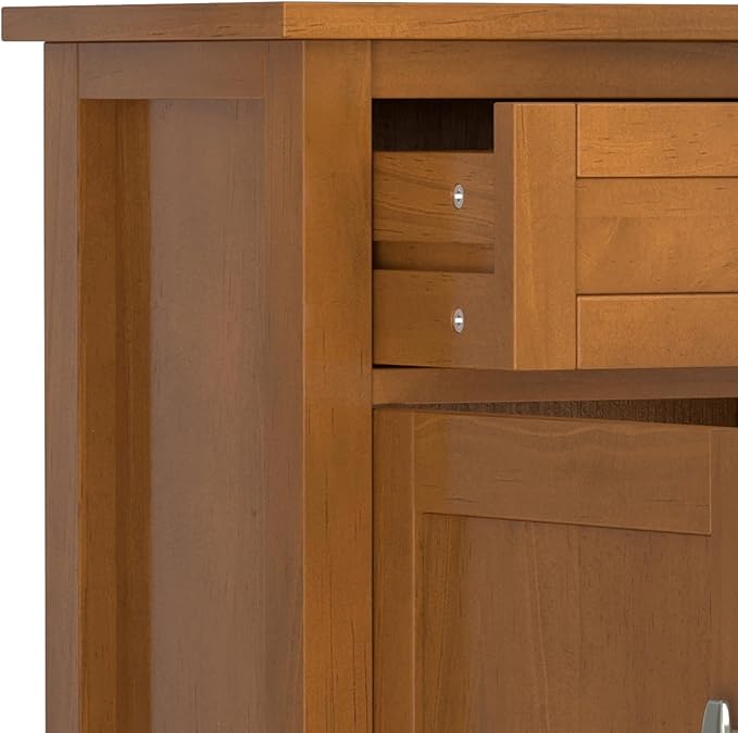 SIMPLIHOME Warm Shaker Solid Wood 36 inch Wide Transitional Entryway Storage Cabinet in Light Golden Brown for The Living Room, Entryway and Family Room