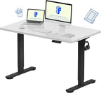 FLEXISPOT EN1 Whole-Piece Standing 48 x 24 Inches Height Adjustable Electric Desk Sit Stand Desk Home Office Desks (Black Frame + White Table Top, 2 Packages)