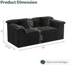 81" Sofa with Deep Seats Oversize, 2 Seater Cloud Couches, Upholstered Corduroy Loveseat for Living Room Bedroom, No Assembly Required, Black