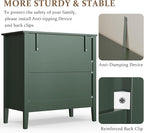 RoyalCraft Green Fluted 3 Drawer Dresser, 32 inch Wide Dresser Nightstand for Bedroom, Modern Wood Chest of Drawers, Large Painted Nightstand with 3 Drawers for Closet, Hallway, Entryway