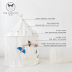 3 Sprouts Kids Play Tent - Sustainable Recycled Fabric – Fun Spacious Childs Playhouse for Indoor Games for Boys & Girls - Durable Fort Pop Up House for Toddlers & Children Age 3-10 - Blueberry Ivory