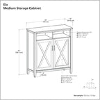 SIMPLIHOME Ela Solid Wood 39 inch Wide Transitional Medium Storage Cabinet in Smoky Brown for The Living Room, Entryway and Family Room