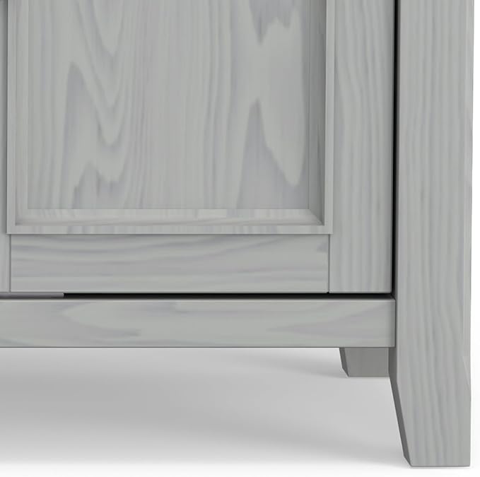 SIMPLIHOME Amherst 54-inch Wide Solid Wood TV Stand in Fog Grey, Transitional-Style Media Console for Living Room with Adjustable Shelves and Cable Management