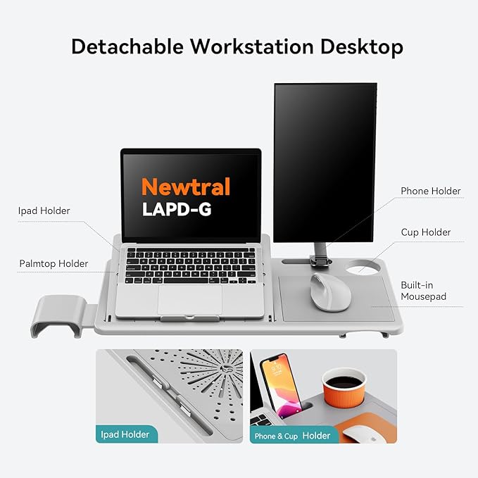 Newtral Ergonomic Mesh Office Chair with Footrest,Laptop Desk, Adaptive Lumbar Support, High Back Desk Computer Chair with Soft 4D Armrest,Adjustable Headrest,136°Tilt Function for Home & Office