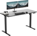 One-Piece Electric Standing Desk, 48 x 24 Inch Adjustable Height Sit to Stand Up Desk for Home Office, Work & Study, Black Frame & Black Desktop (2 Packages)