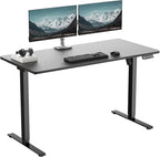 One-Piece Electric Standing Desk, 48 x 24 Inch Adjustable Height Sit to Stand Up Desk for Home Office, Work & Study, Black Frame & Black Desktop (2 Packages)