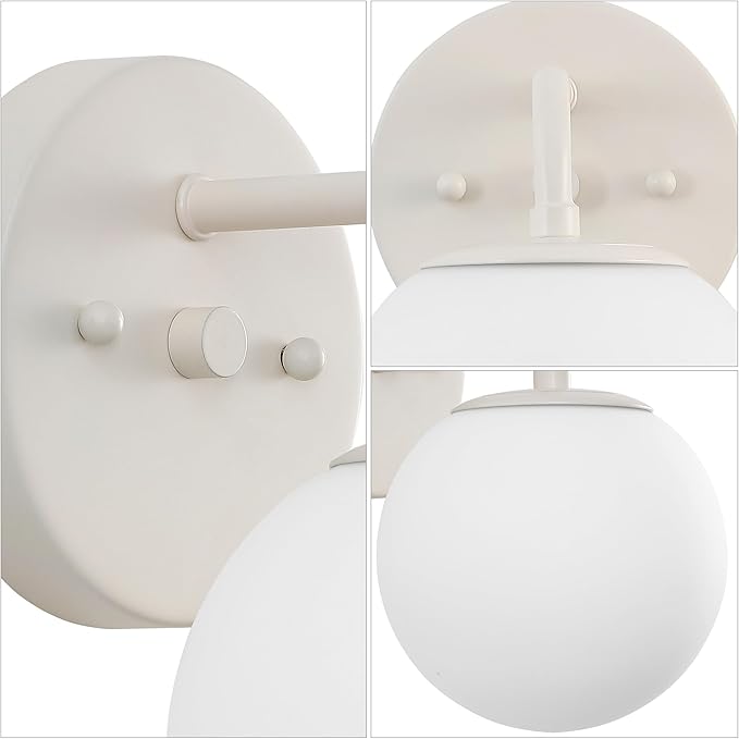 JONATHAN Y JYL3534C Louis Parisian Globe 5.75" 1-Light Metal/Frosted Glass Modern Contemporary LED Vanity Light Midcentury, Glam, Transitional, Bathroom, Powder Room, Dressing Room, Bedroom, Almond
