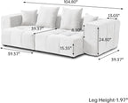 WJShome Modular Sectional Sofa,140inch Cloud Couch Deep Seat Sectional Couches for Living Room,Modern Linen Upholstered Loveseat Couch with Pillow for Home,White